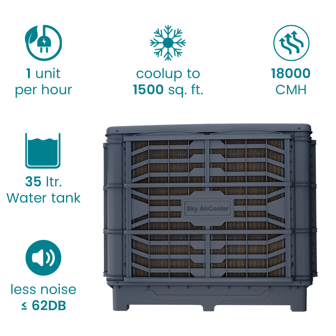 Down Discharge Air Cooler — industrial evaporative air cooler (view 2) | Vayam Industries